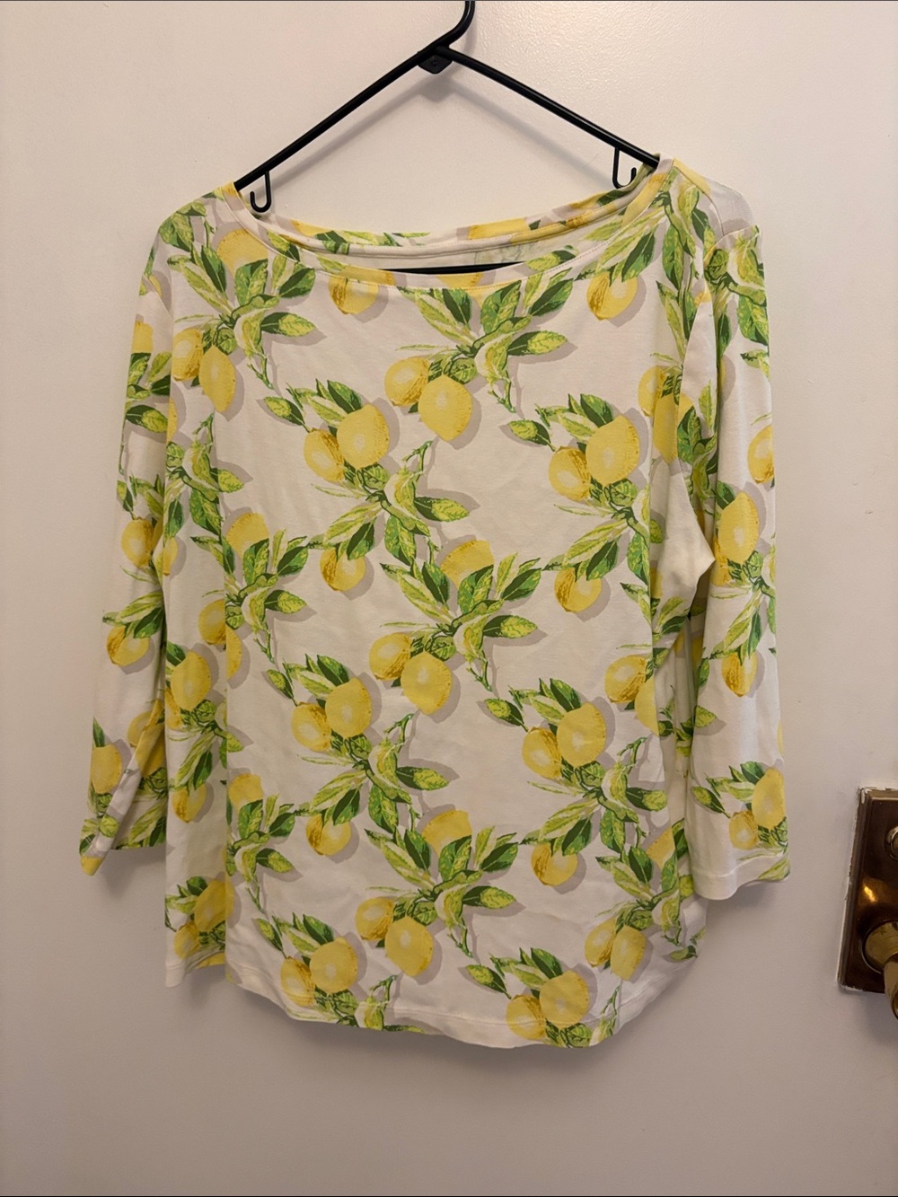 TalbotWomen’s Lemon Print Boatneck Top - White/Yellow